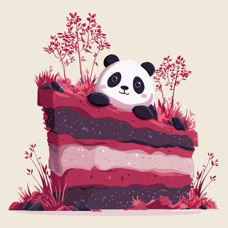 Panda auf pinkem Kuchenwald