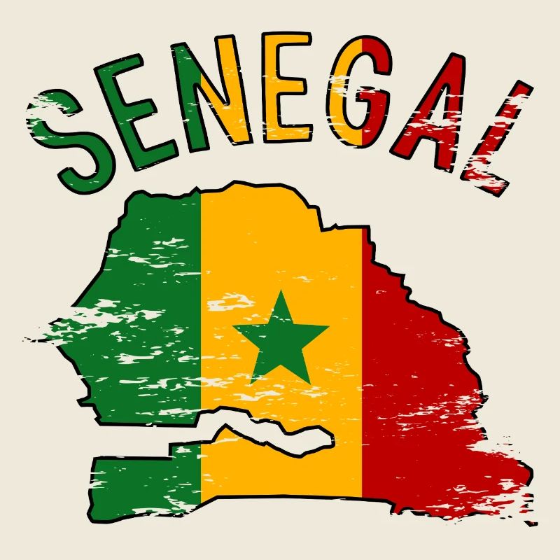 Drapeau du Sénégal Silhouette de la carte utilisée
