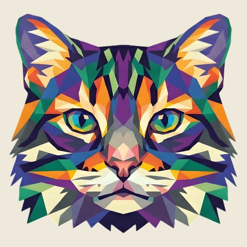 Bunte geometrische Katzenkopf-Pop Art