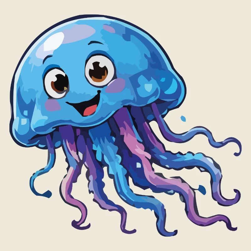  Blaue Qualle Cartoon