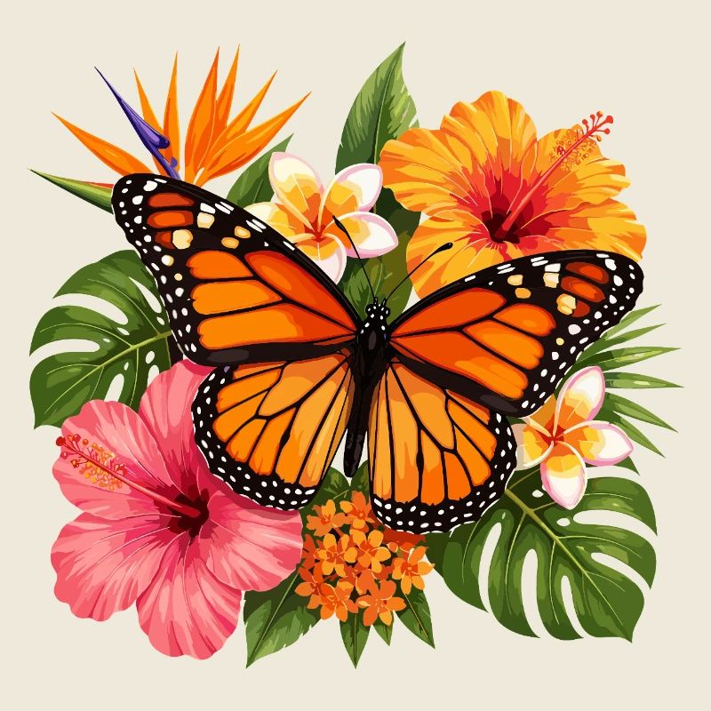 Monarch Butterfly Tropical Blossom