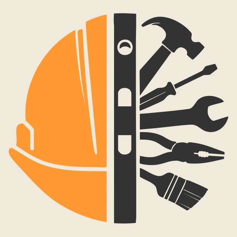 Bauhelm & Werkzeug – Handwerker Logo