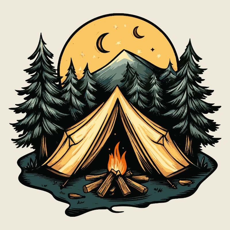 Tente de camping forêt