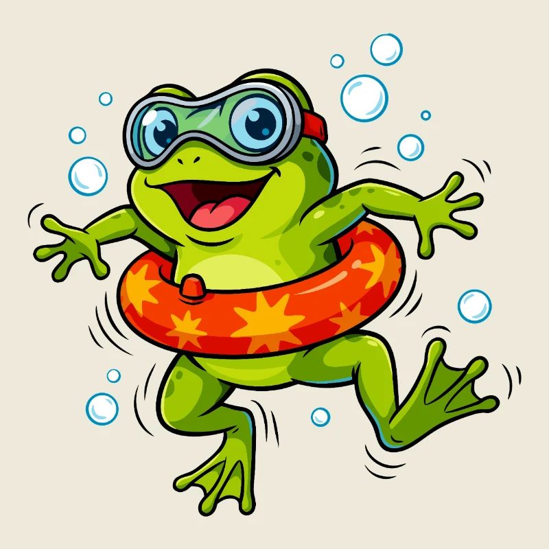 Fröhlicher Frosch mit Schwimmring