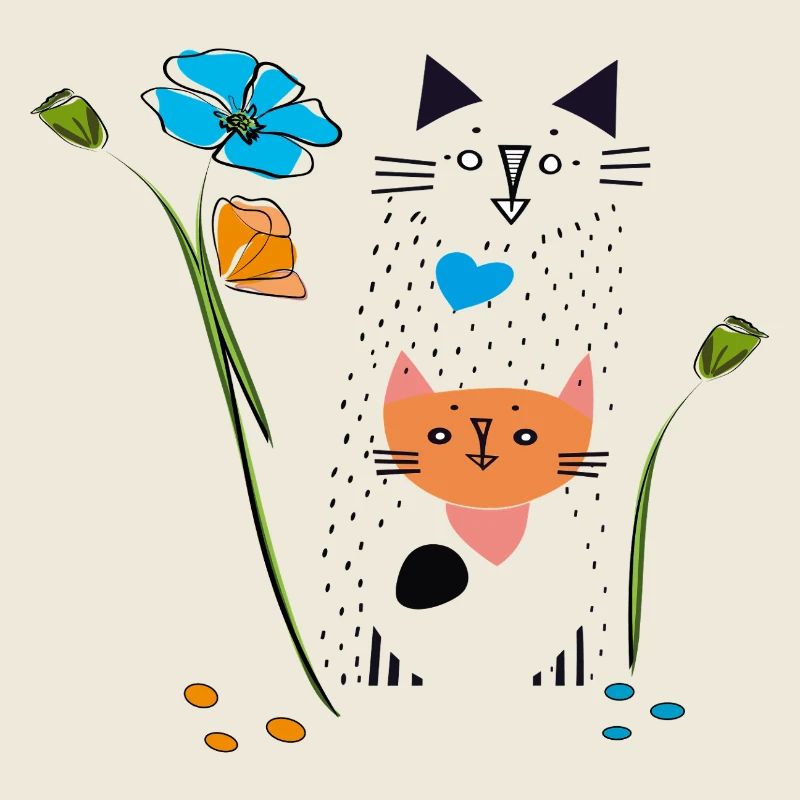 Chat noir aux fleurs