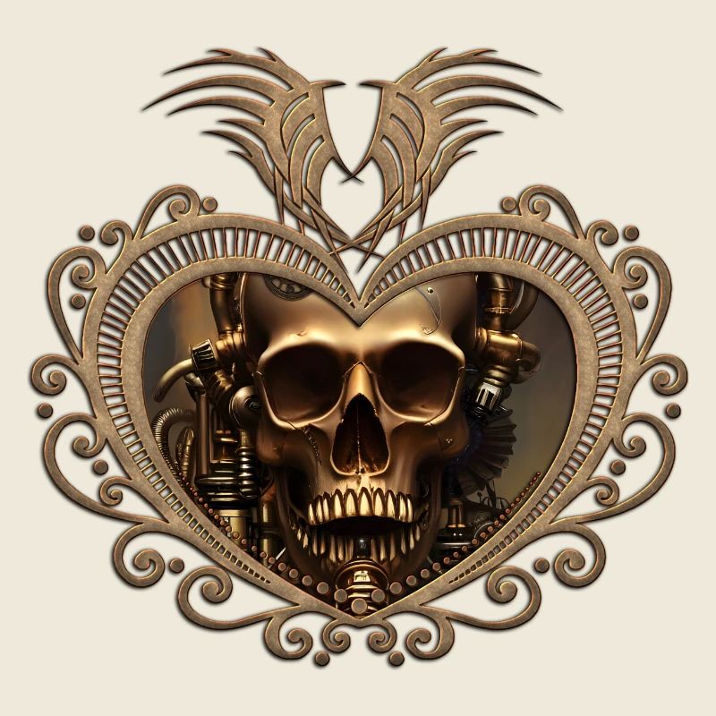 Superbe crâne steampunk doré