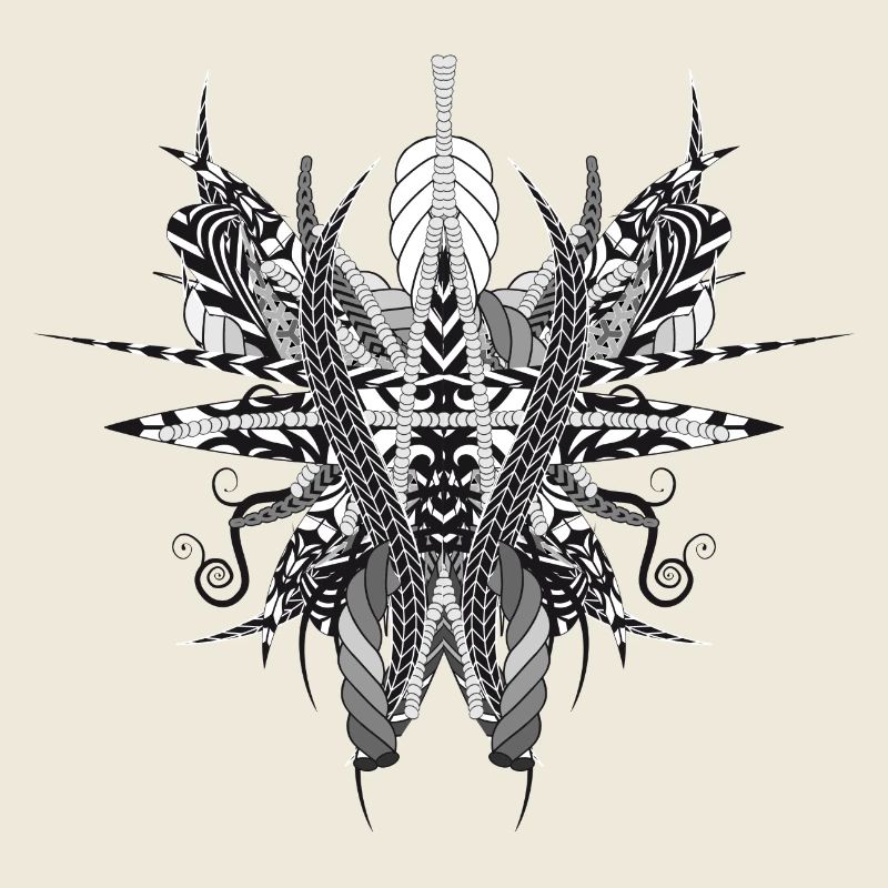 artistic structure made of ribbons and feathers