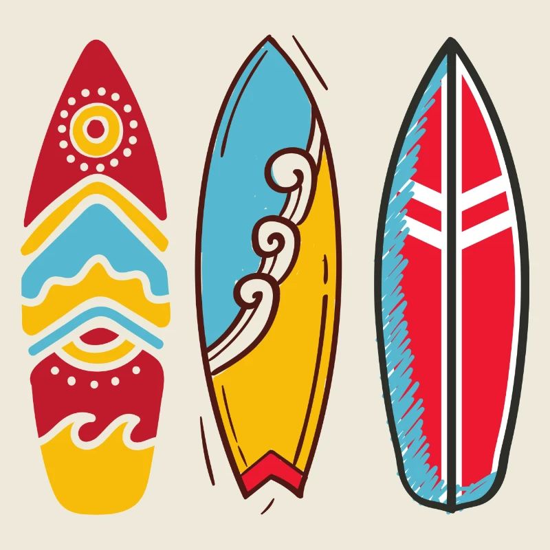 Three pop art surf boards