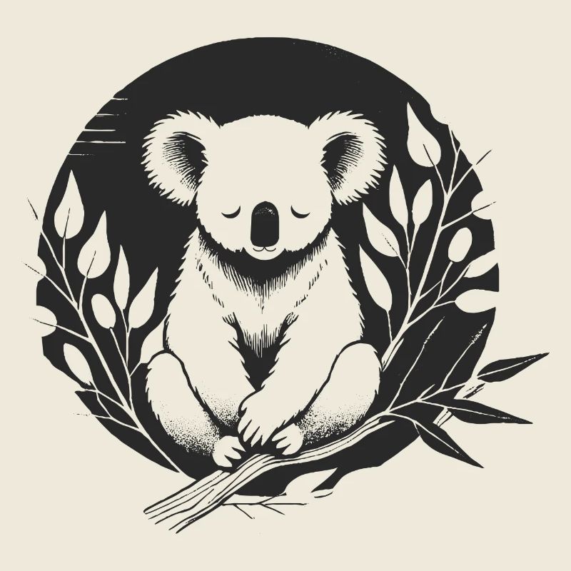 A koala surrounded by delicate eucalyptus branches