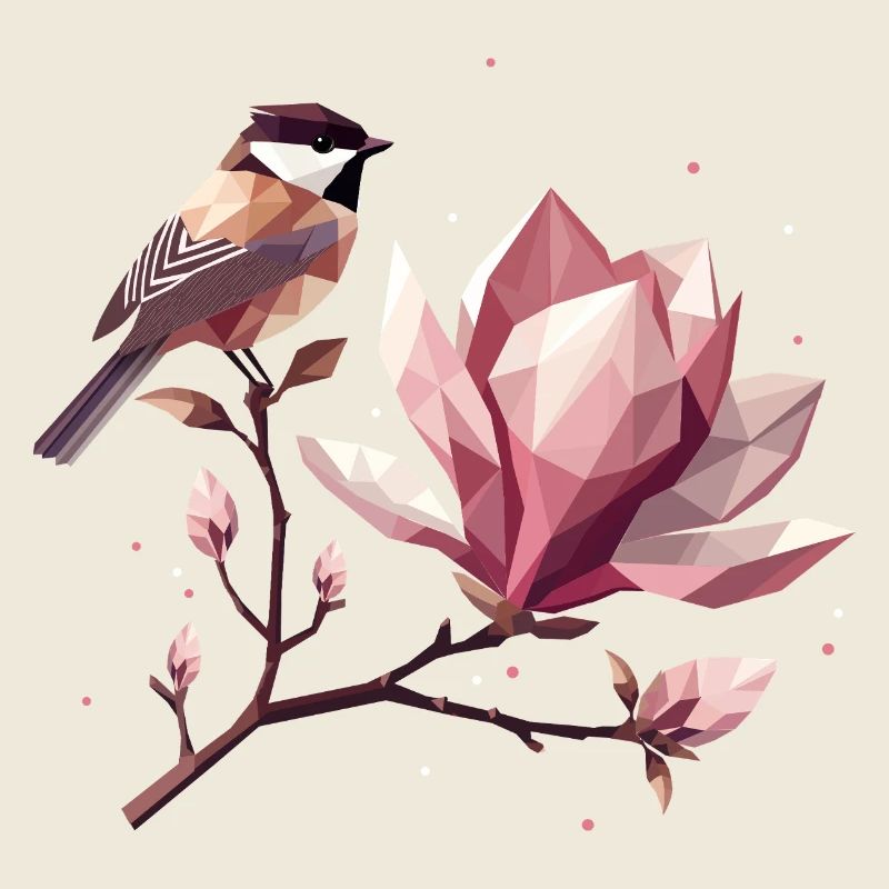 Bird on Magnolia Branch – Harmonic Composition
