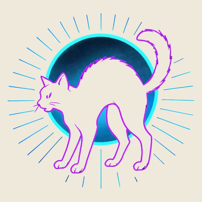 Neon Cat on Lunar Circle