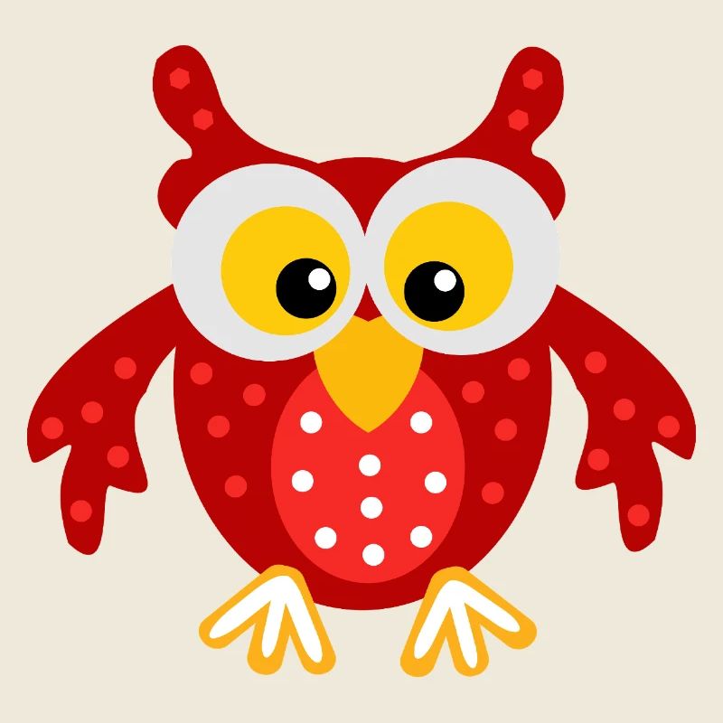 Rote Eule mit Punkten