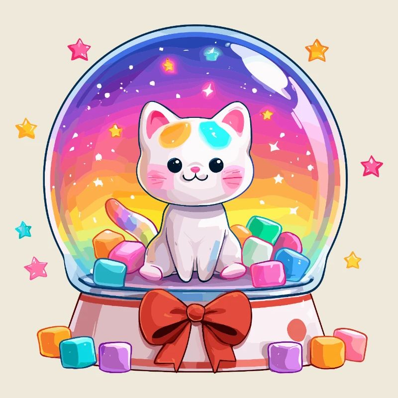 Regenbogen Katzen Snowglobe