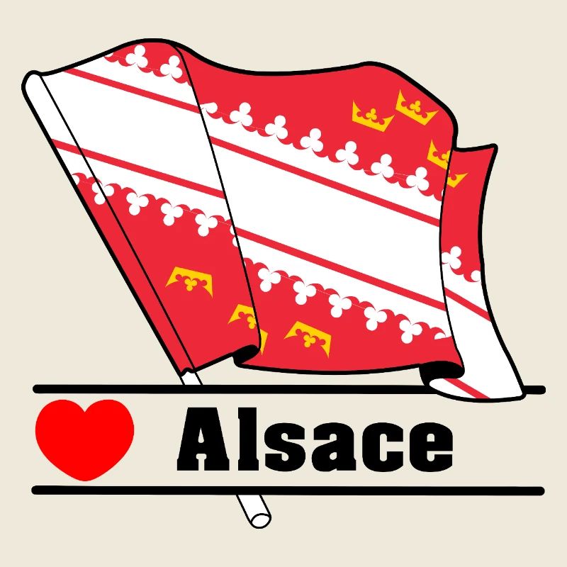 Alsace flag + heart + text "Alsace"