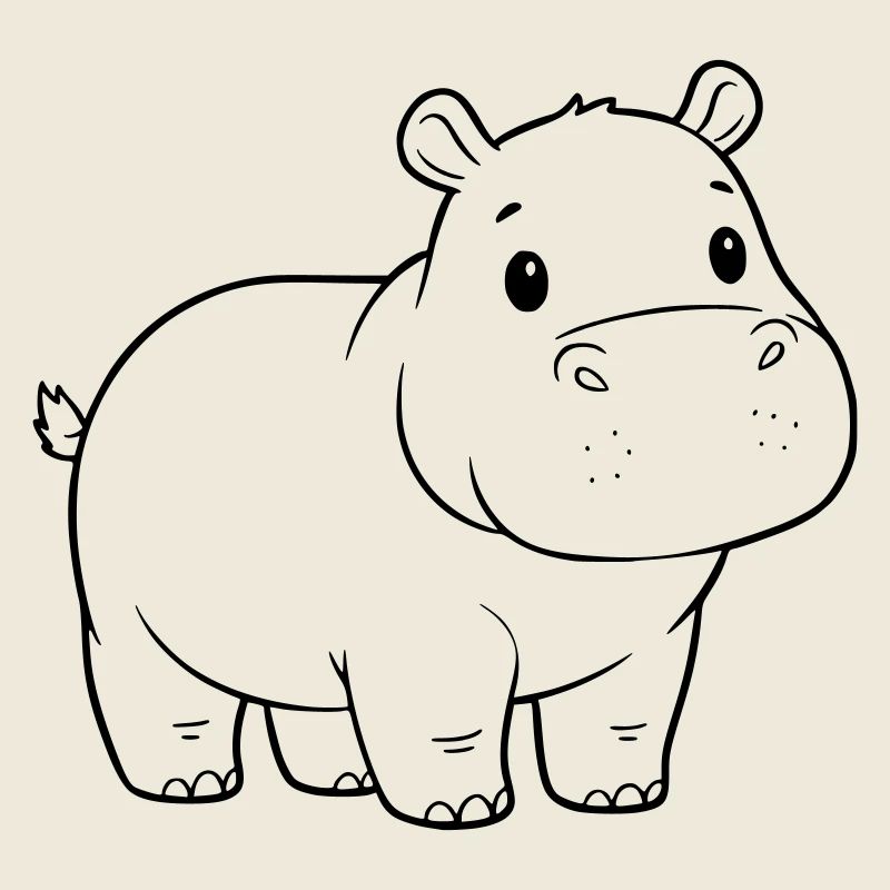 Süßes Baby Nilpferd Comic Outline