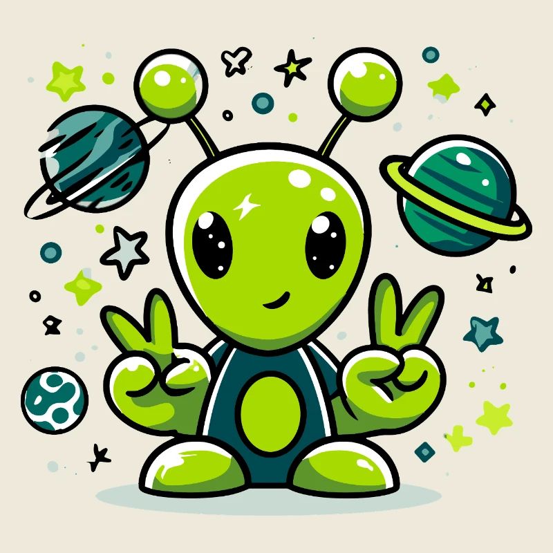 Extraterrestre vert dans l’espace