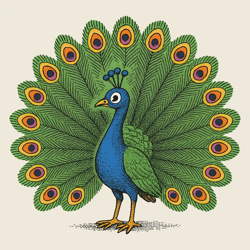 Blason coloré du paon