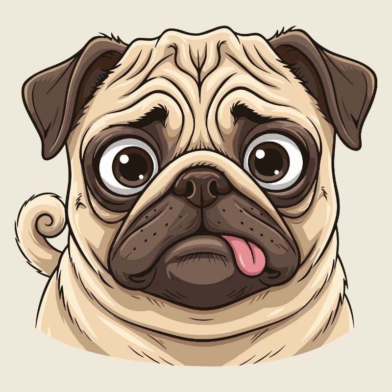 Carlin câlin Visage de dessin animé
