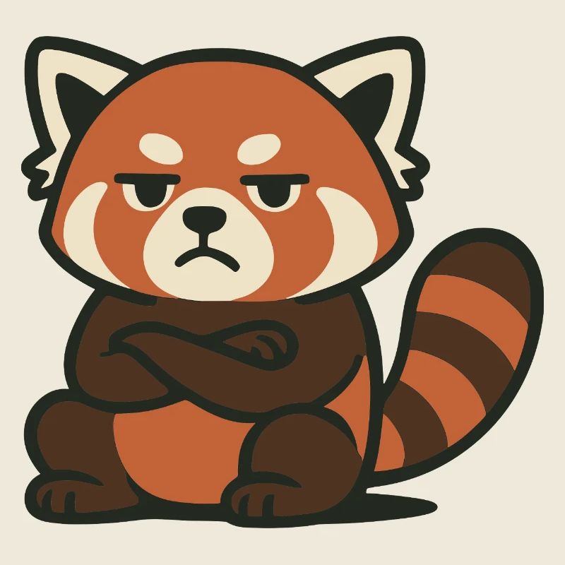Grim Red Panda with Crossed Arms
