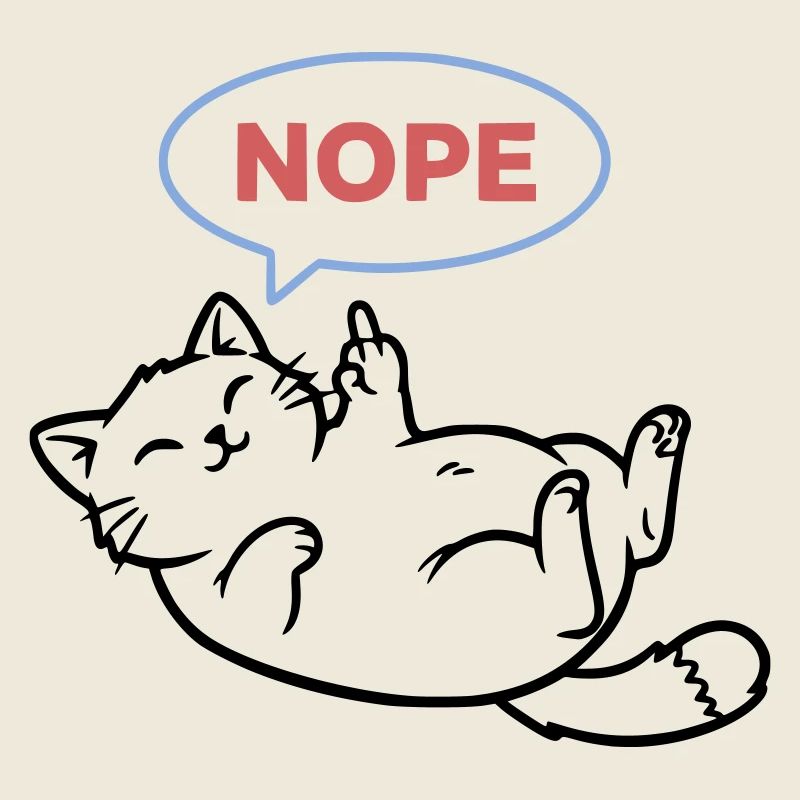 Lachende Katze Nope Mittelfinger
