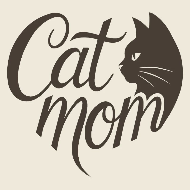 Cat Mom, Katzmama Heart Typographie