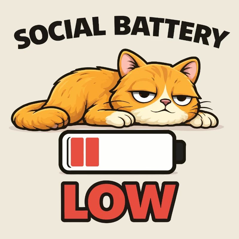 Low Battery Cat Graphic Tee