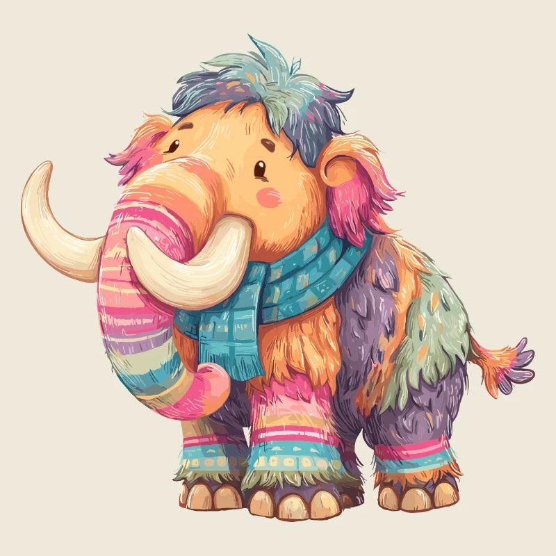 Buntmammut mit Schal