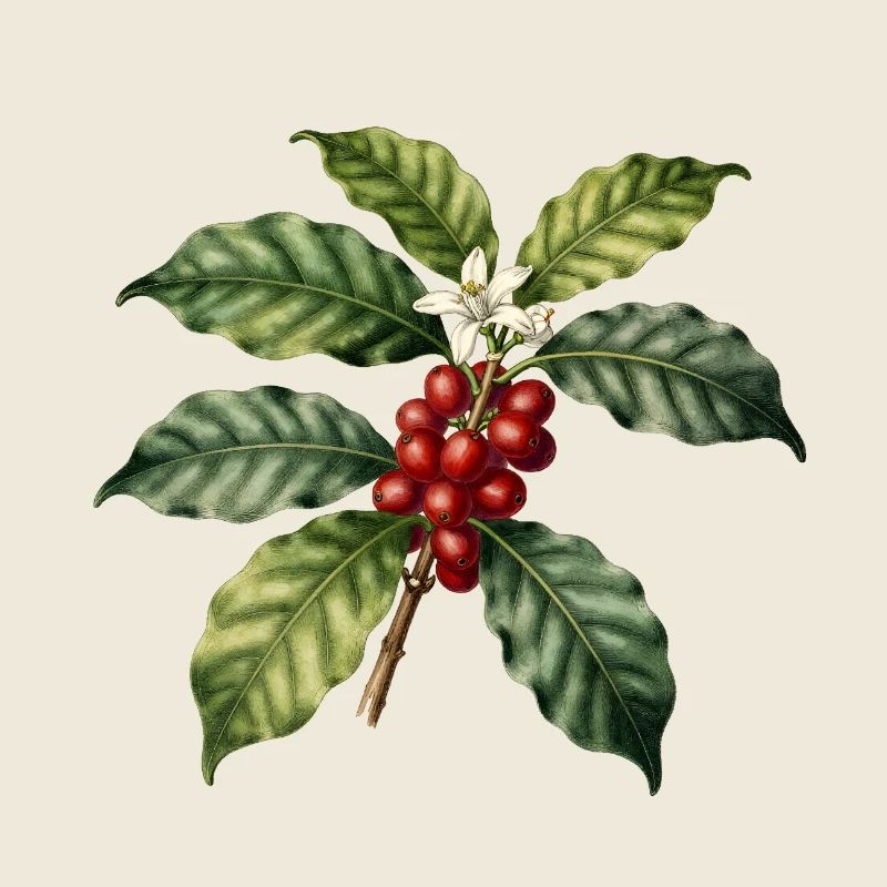 Illustrated Botanical Coffee Tree