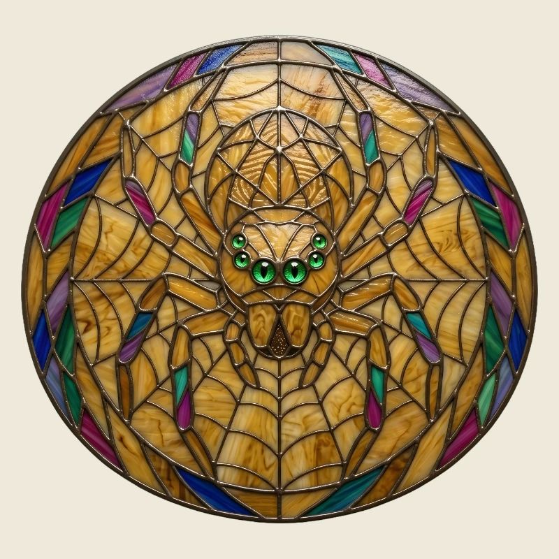 Stained Glass Spider Web Mosaic Illustration