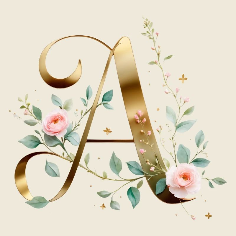 Letter A Gold und Rosen – Blumeninitial