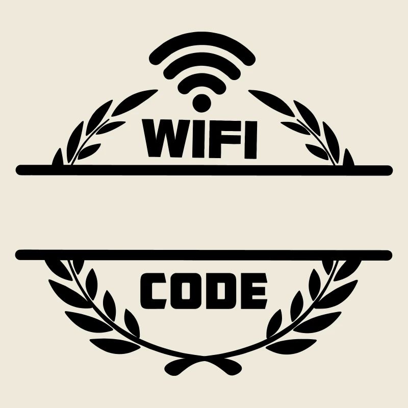Wifi code in laurel wreath with blank text bar
