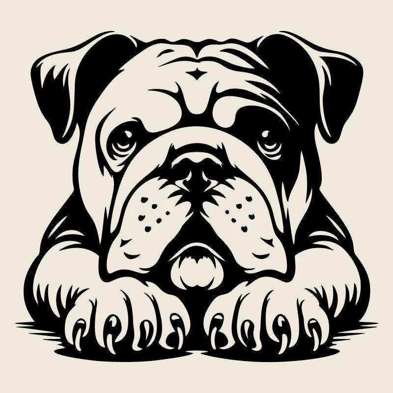 Tête de bouledogue anglais avec pattes