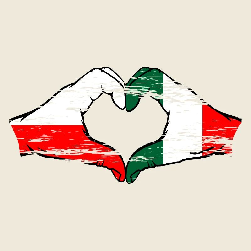 Pologne Italie drapeau coeur forme utilisé