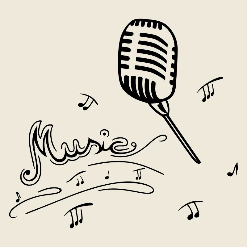 Microphone rétro avec notes de musique