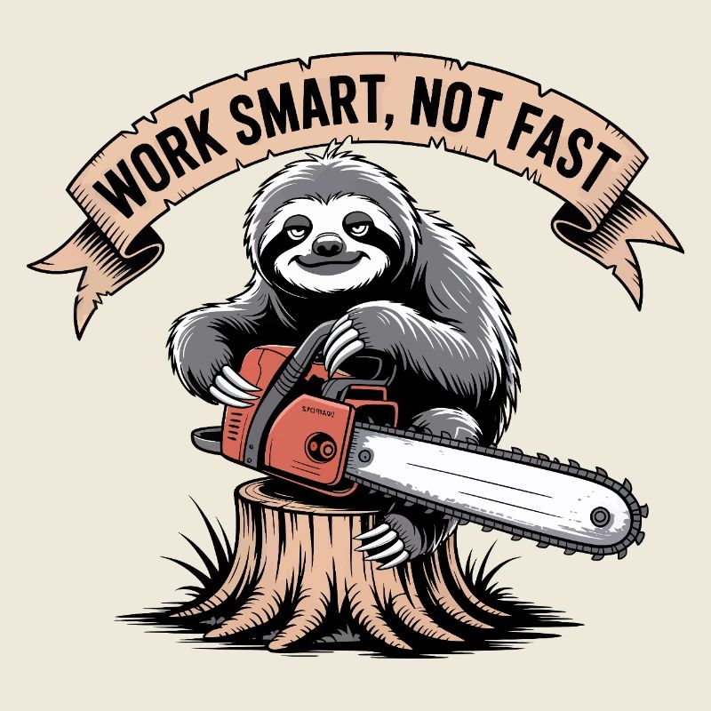 Work Smart Not Fast Sloth Chainsaw
