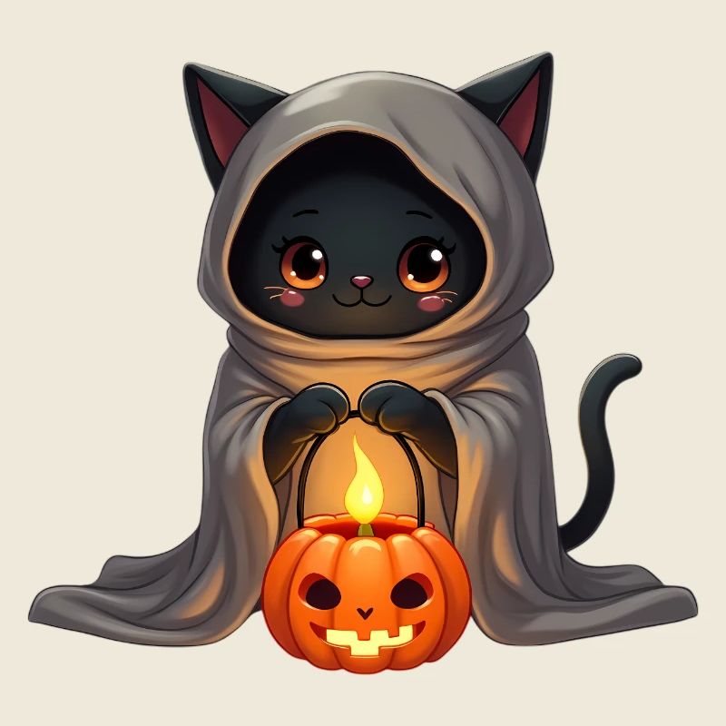 Halloween Katze mit Halloween Kürbis