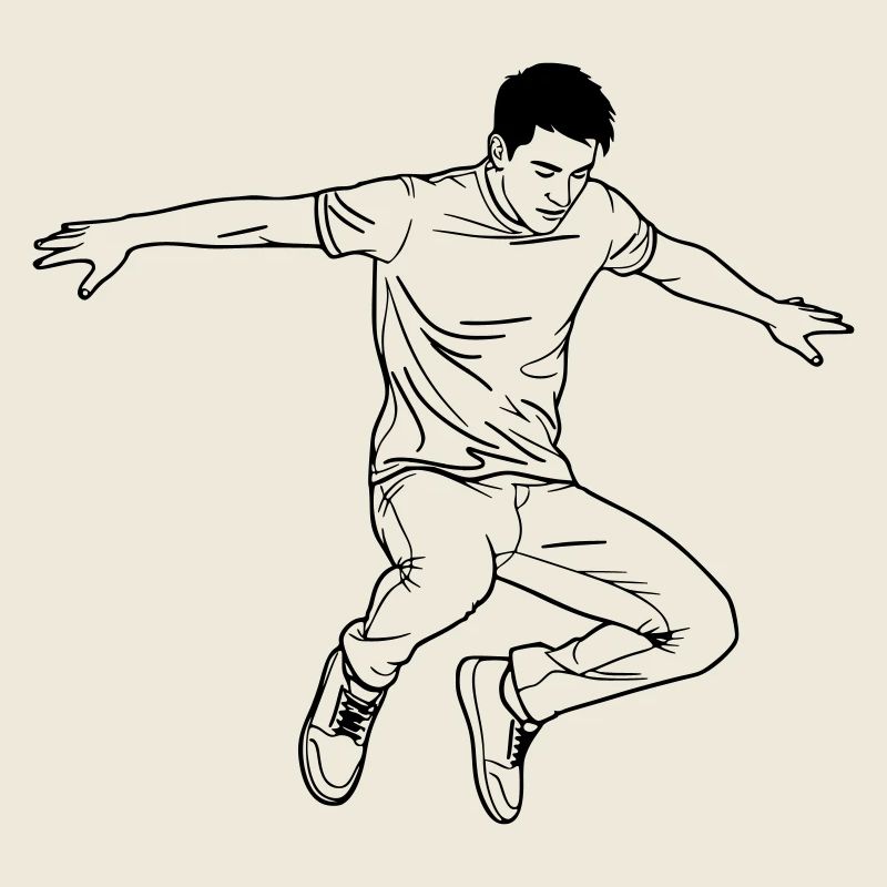 Tanzender Mann Line Art