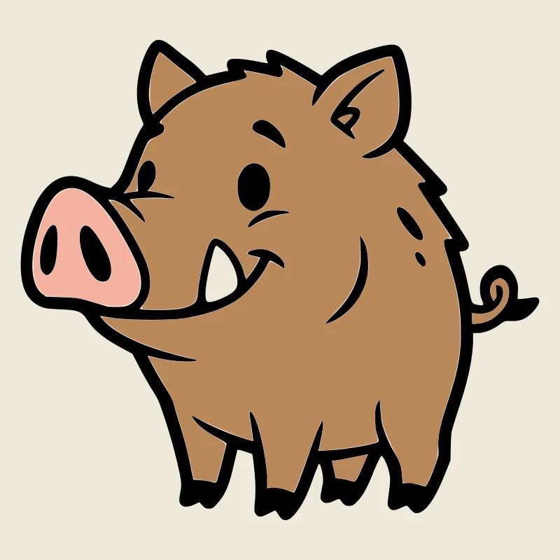 Süßes Wildschwein Comic Glücksbringer