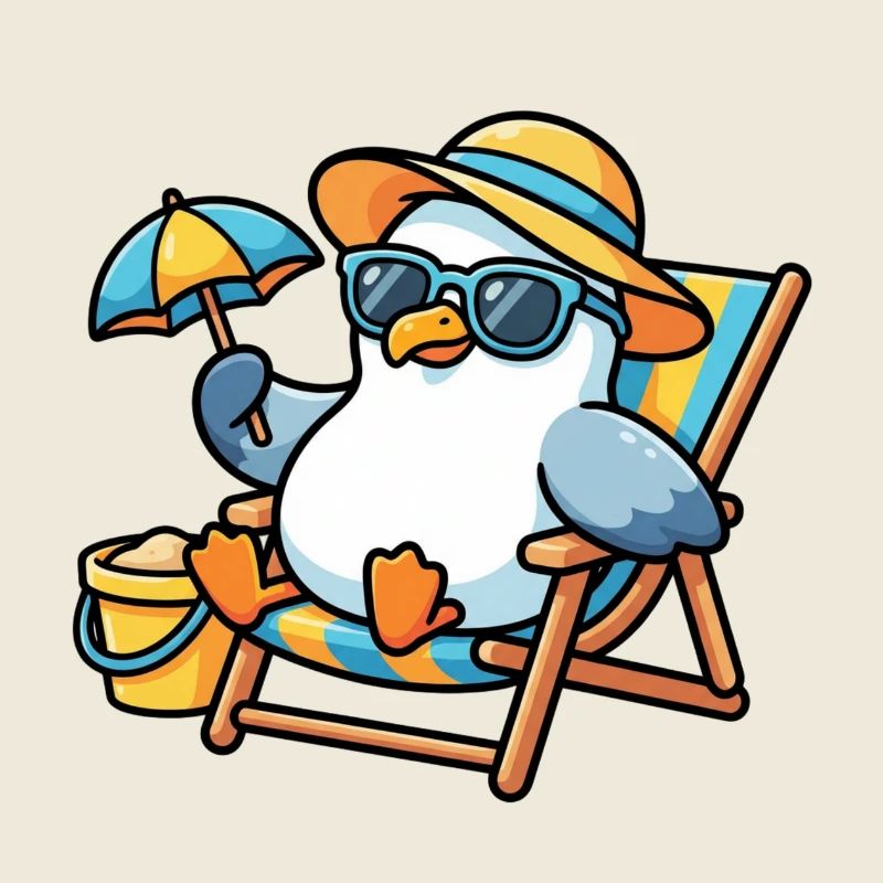 Sun-style beach penguin