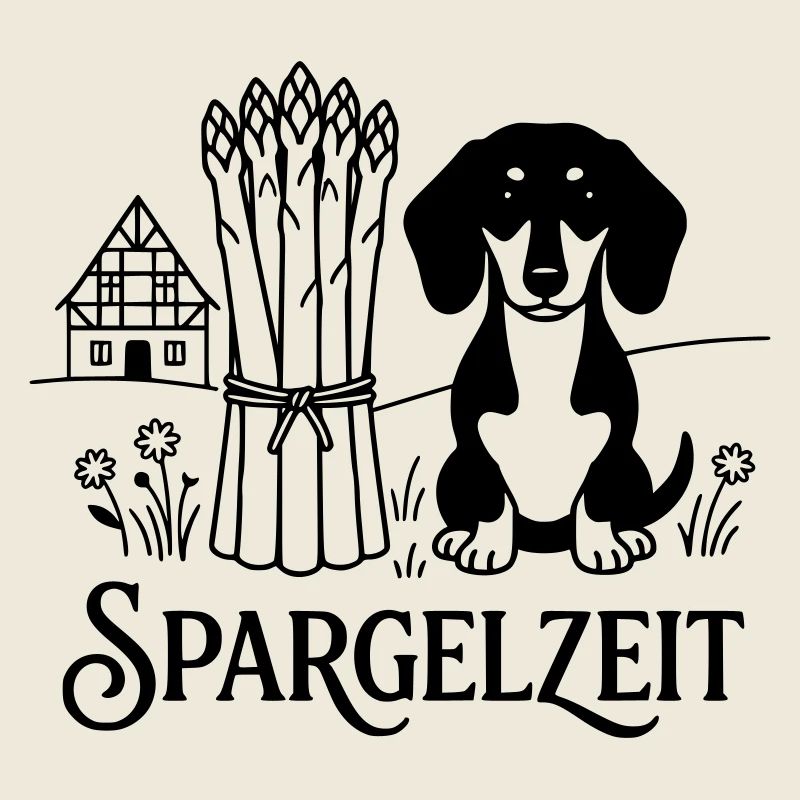 Dackel Spargelessen Spargelzeit
