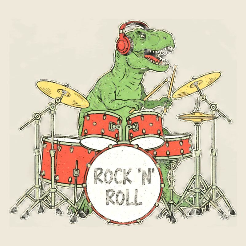 Illustration RocknRoll du batteur Dino