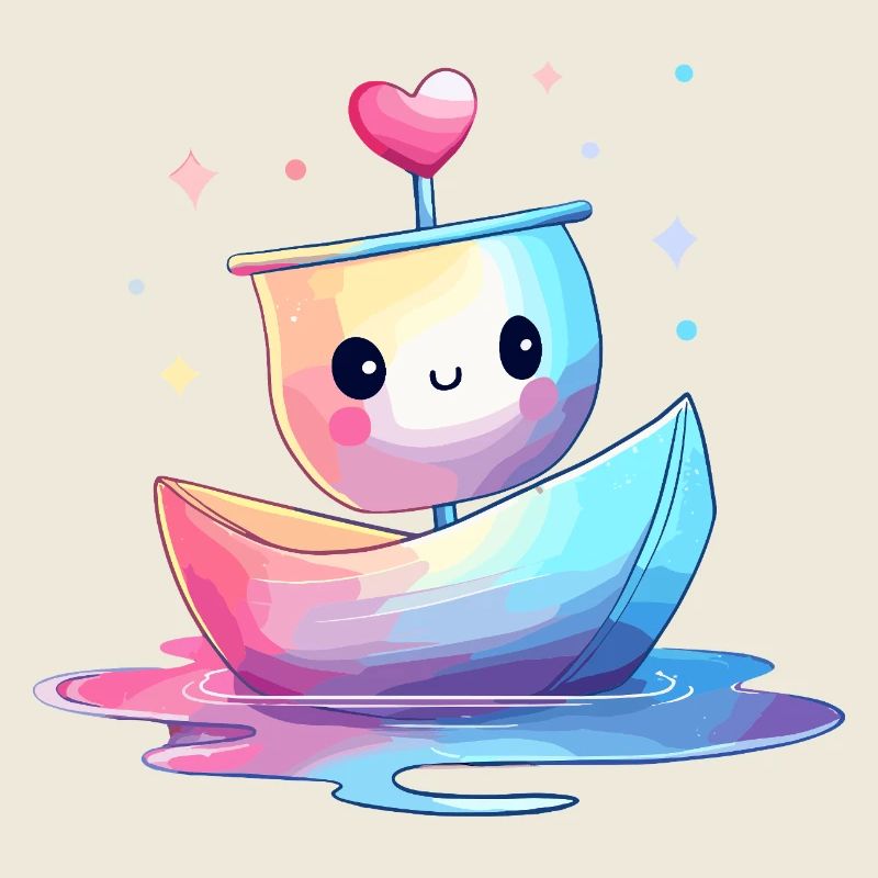 Kunterbuntes Herzboot Kawaii