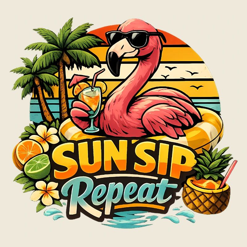 Flamingo Summer Holiday Sun Sip Repeat