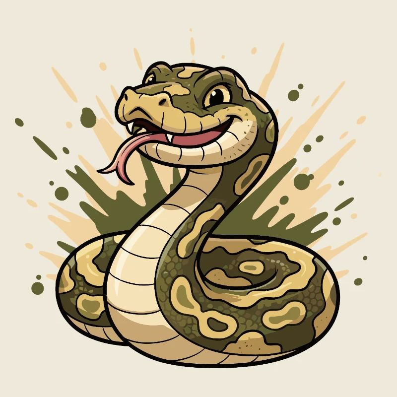 Serpent comique en camouflage avec langue