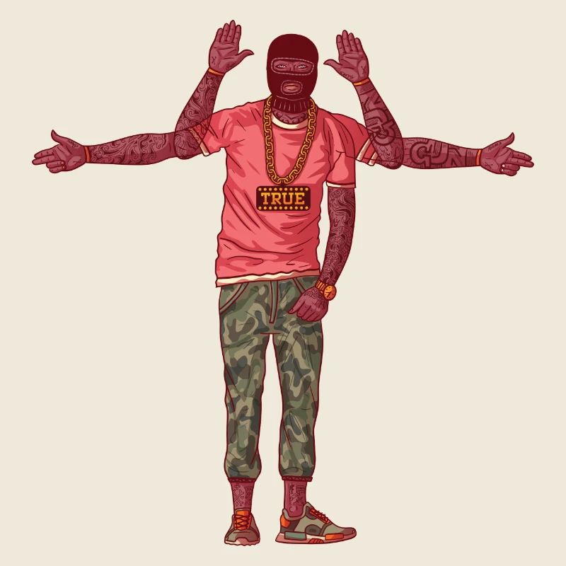 Swagboy mit tattoos und maske