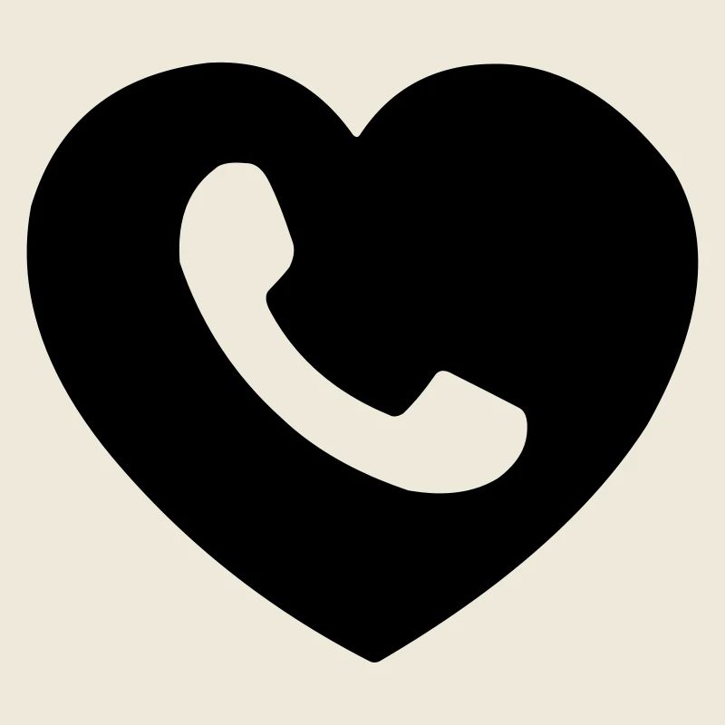 Herz oder Herz mit Telefon ausgeschnittenen Schatten