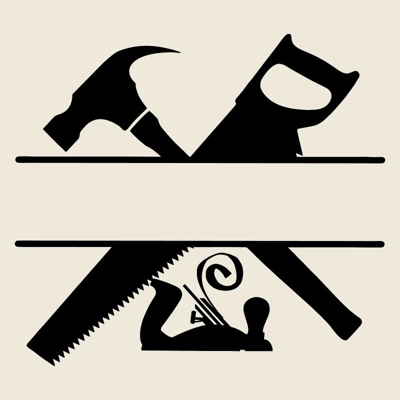 Carpenter Logo Hammersäge und Hobel