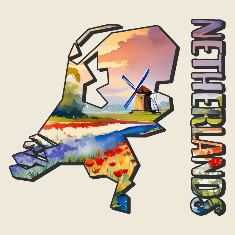 Watercolor Map Netherlands