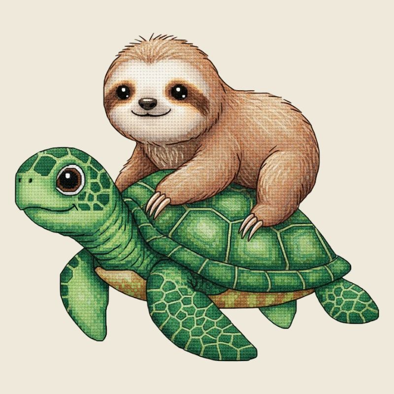 Sloth on turtle