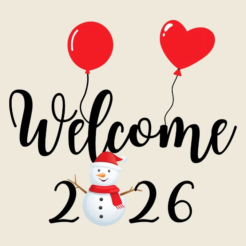 Welcome 2026, Happy New Year, Snowman